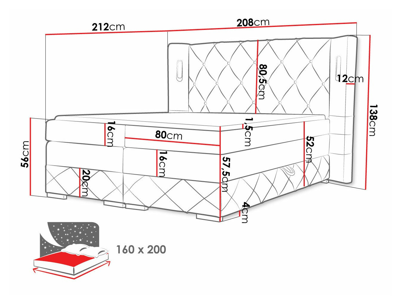 Boxspringbett Historia (Kameleon 04)