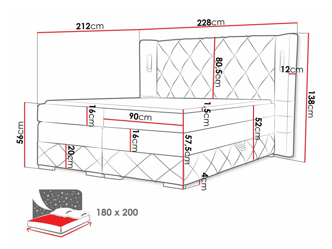Boxspringbett Historia (Kameleon 04)