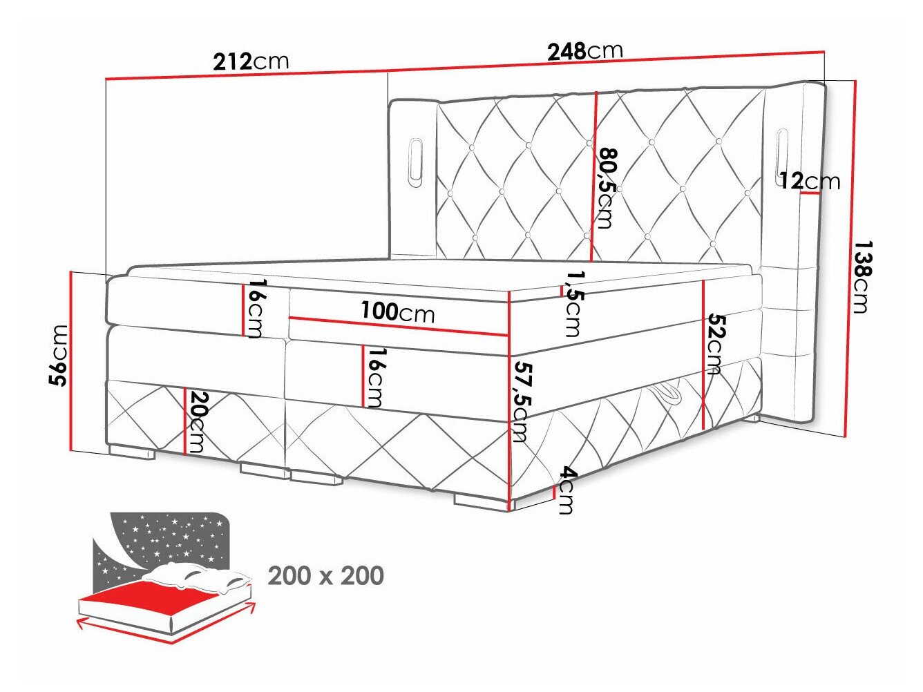 Boxspringbett Historia (Kameleon 04)