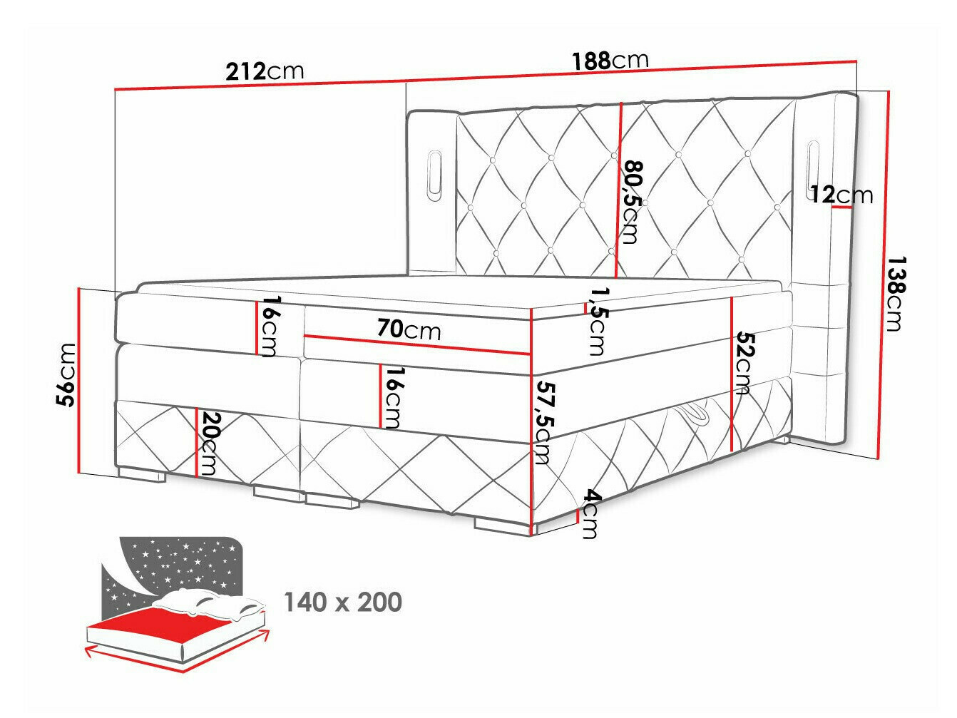 Boxspringbett Historia (Kameleon 09)
