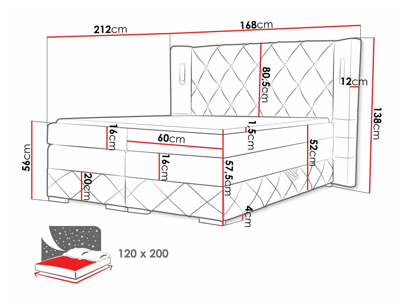 Boxspringbett Historia (Kameleon 48)