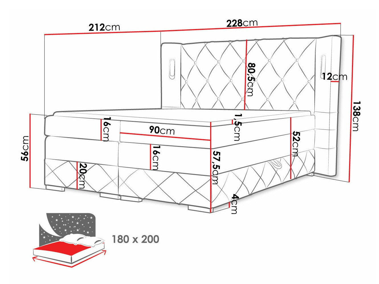 Boxspringbett Historia (Kameleon 48)