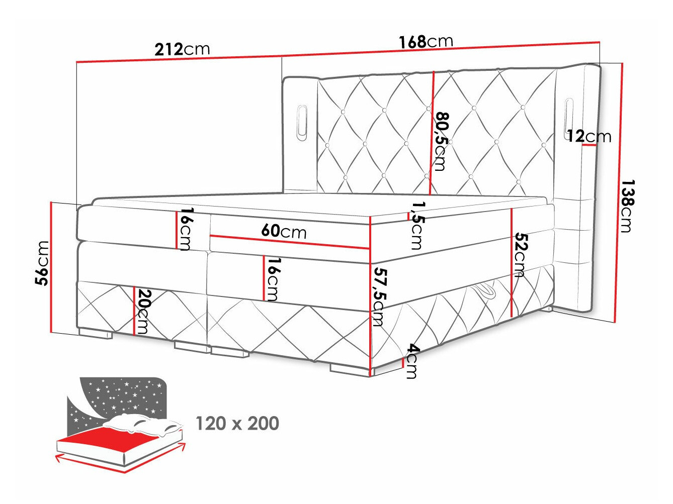 Boxspringbett Historia (Kameleon 84)