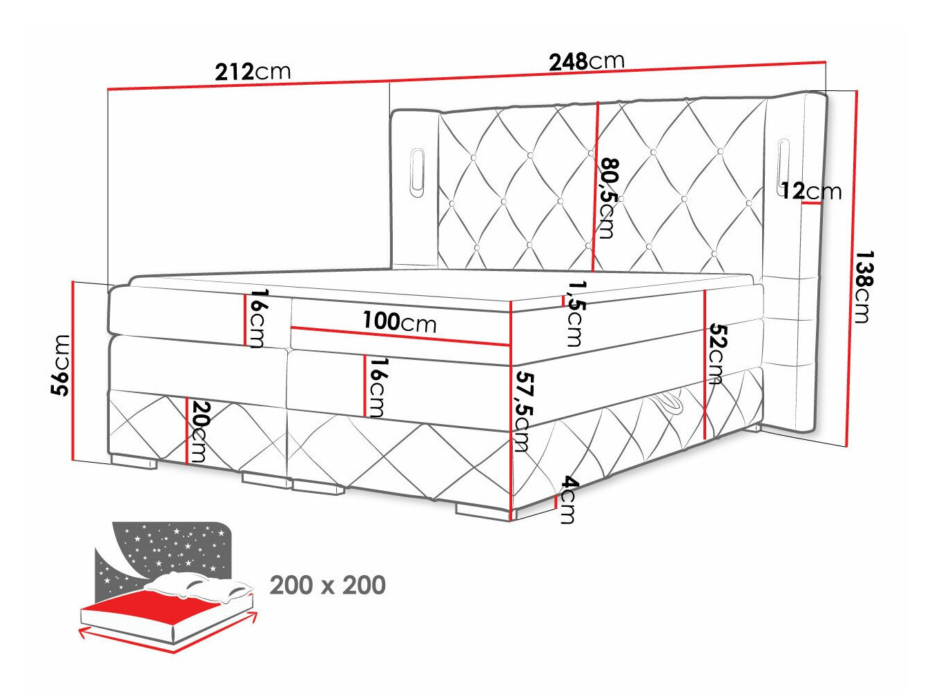 Boxspringbett Historia (Kameleon 92)