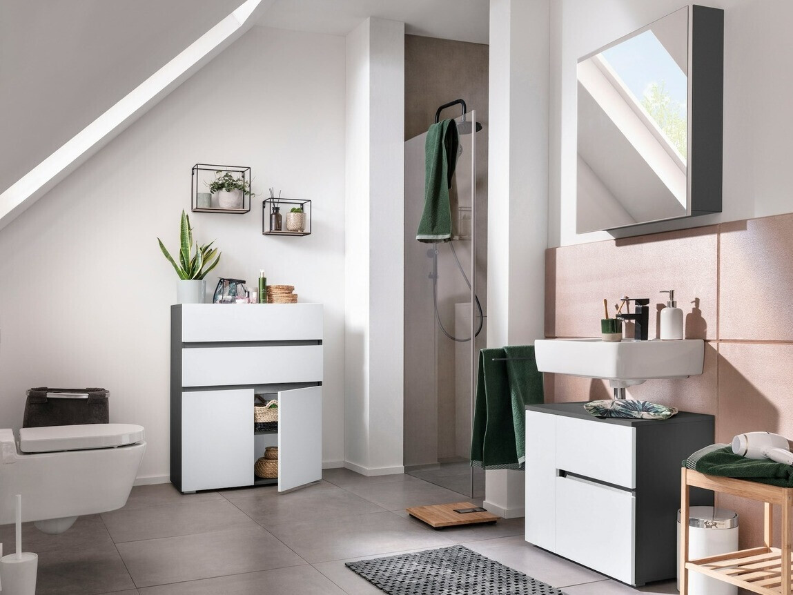 Stehender Badezimmerschrank Soncamu 101 (Weiss + Anthrazit)