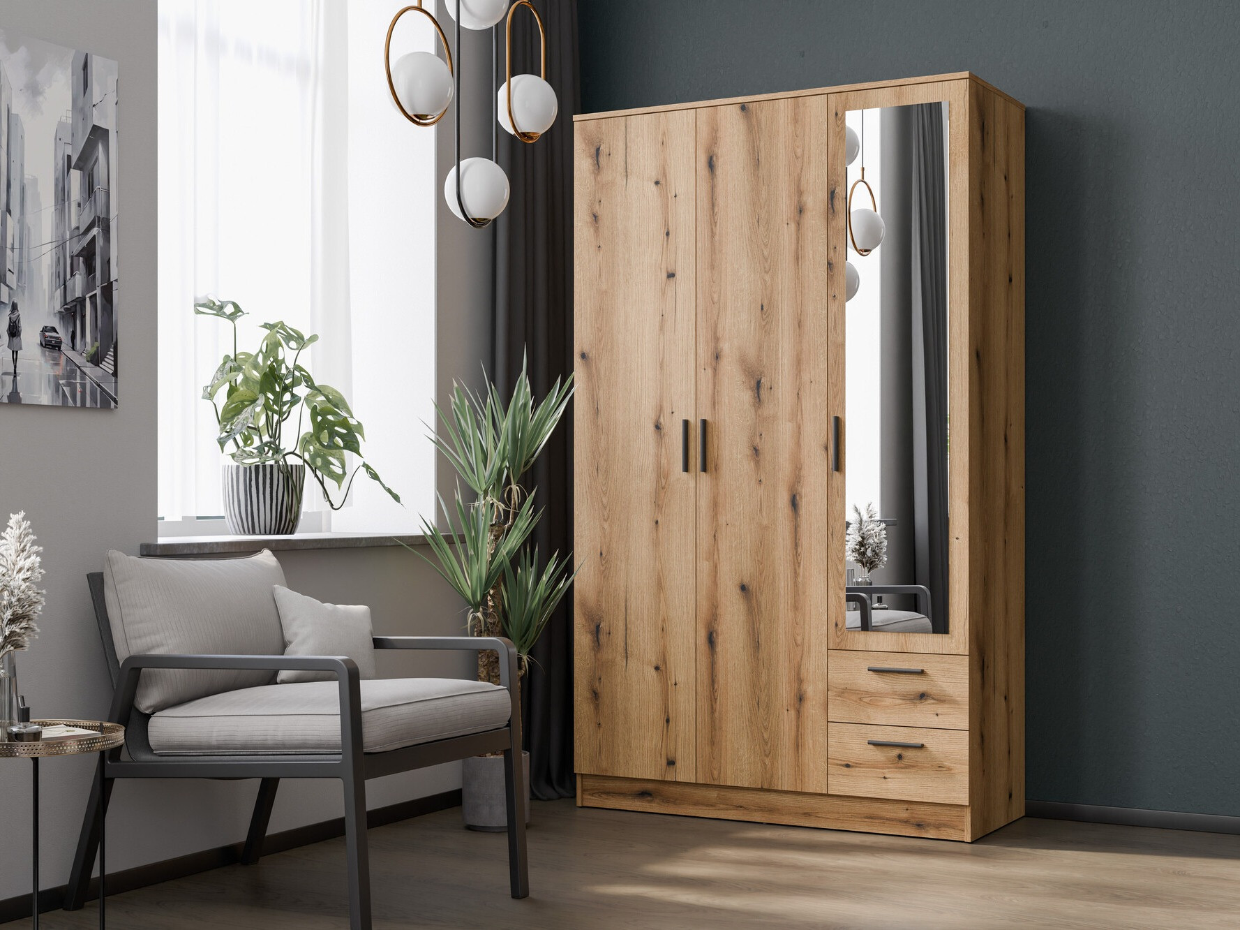 Kleiderschrank Orlando 222 (Eiche hell)