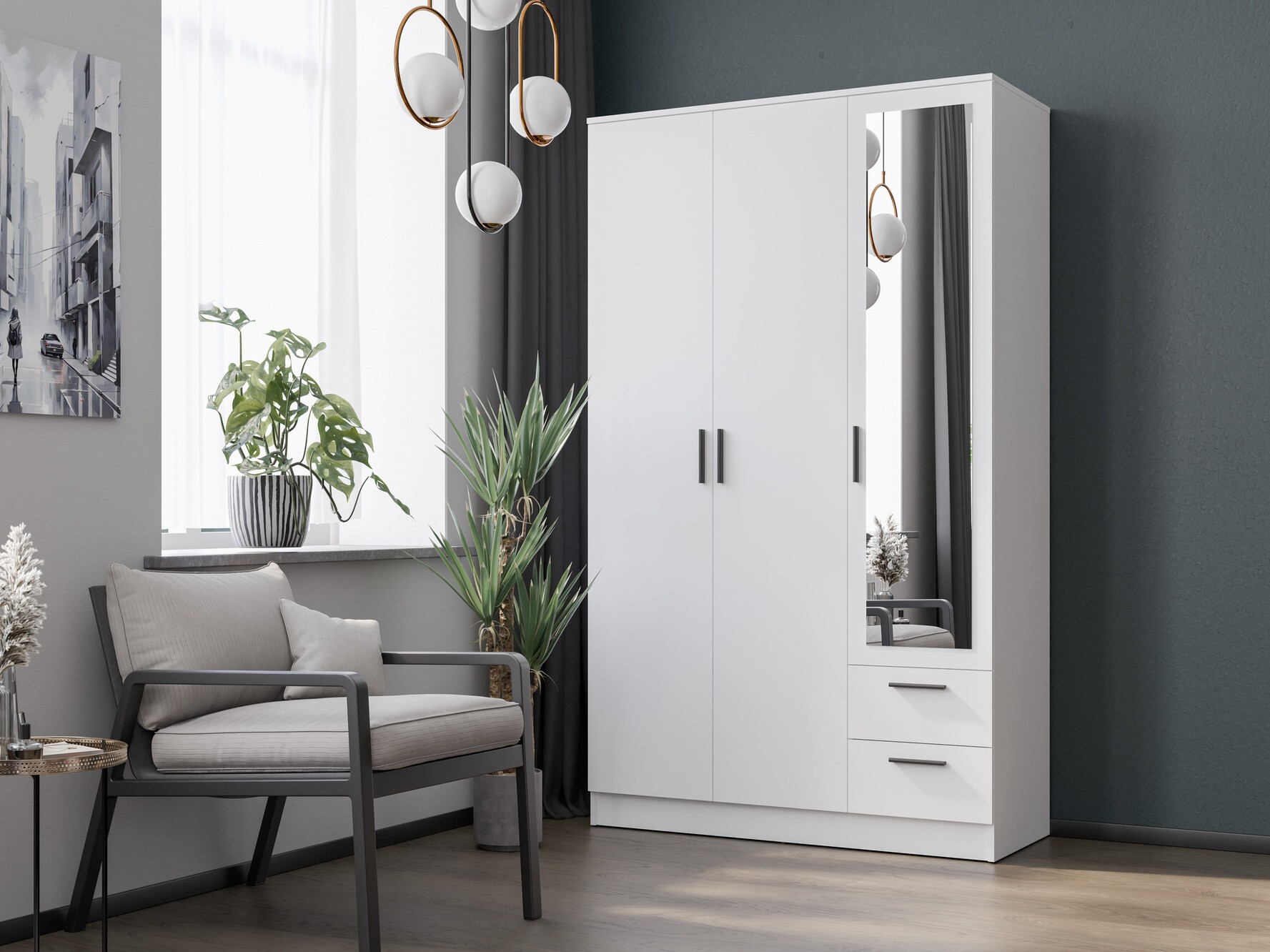 Kleiderschrank Orlando 222 (Weiss)