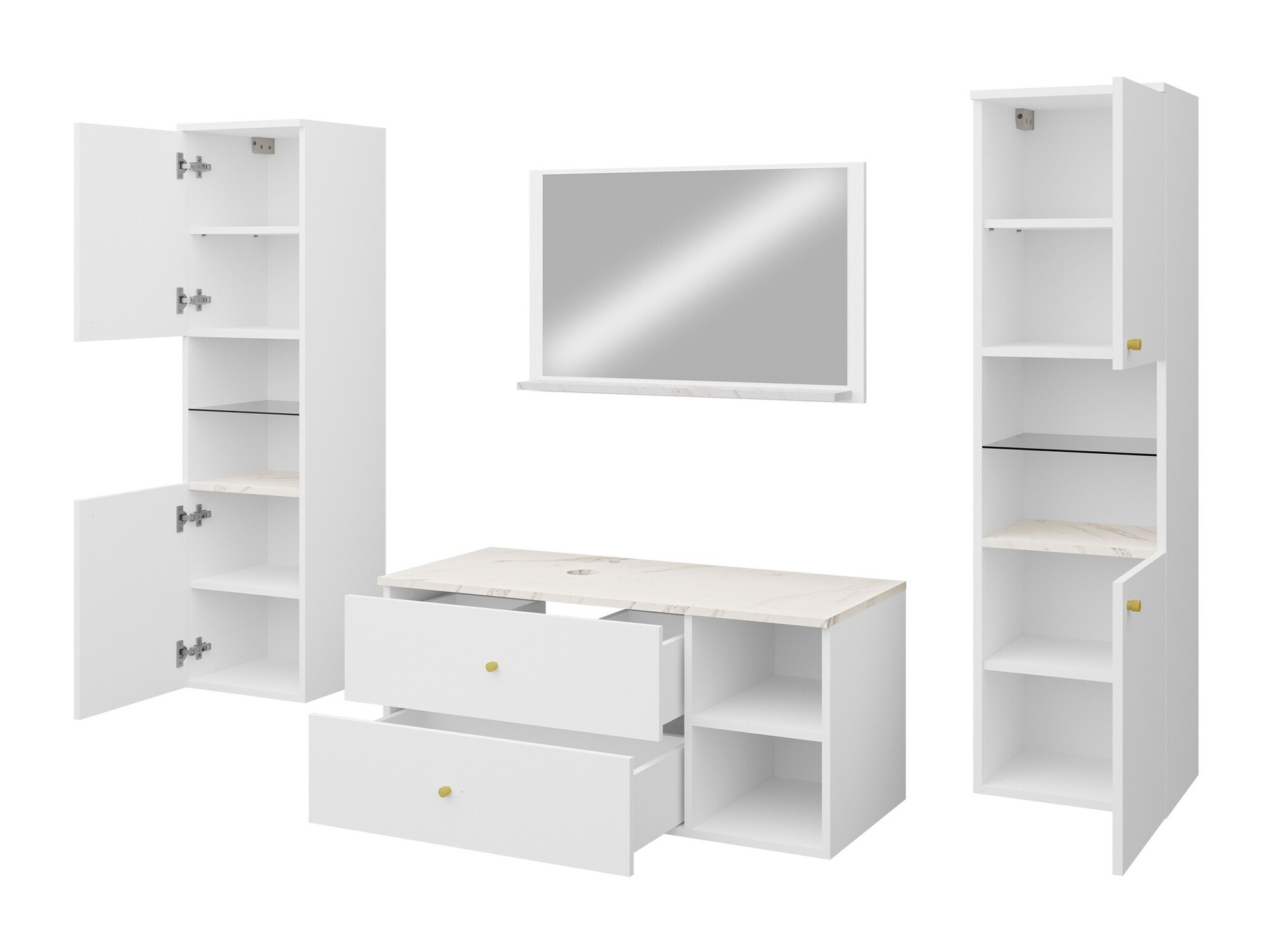 Badezimmer-Set Salus III (Schwarz + Schwarzer Marmor)