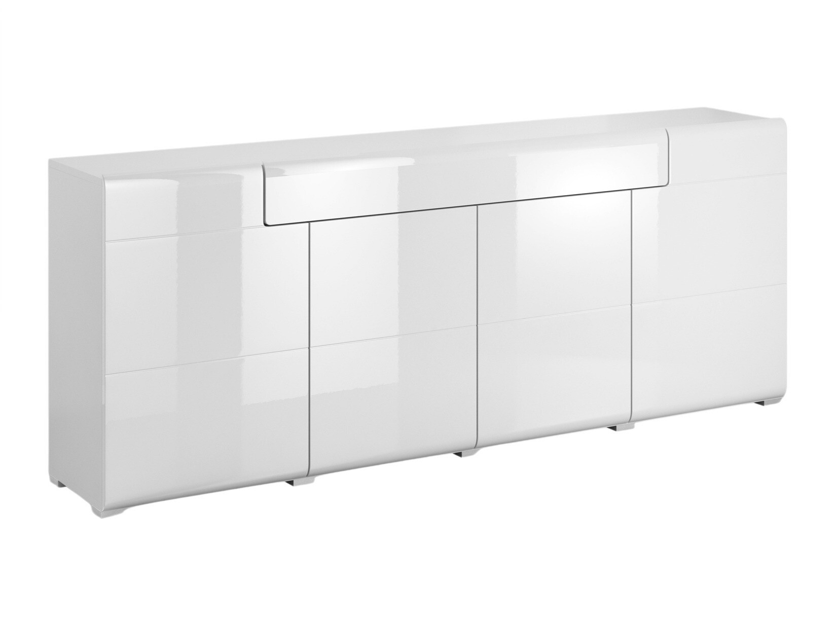 Kommode Torsone 102 (Weiss + Weiss glänzend)