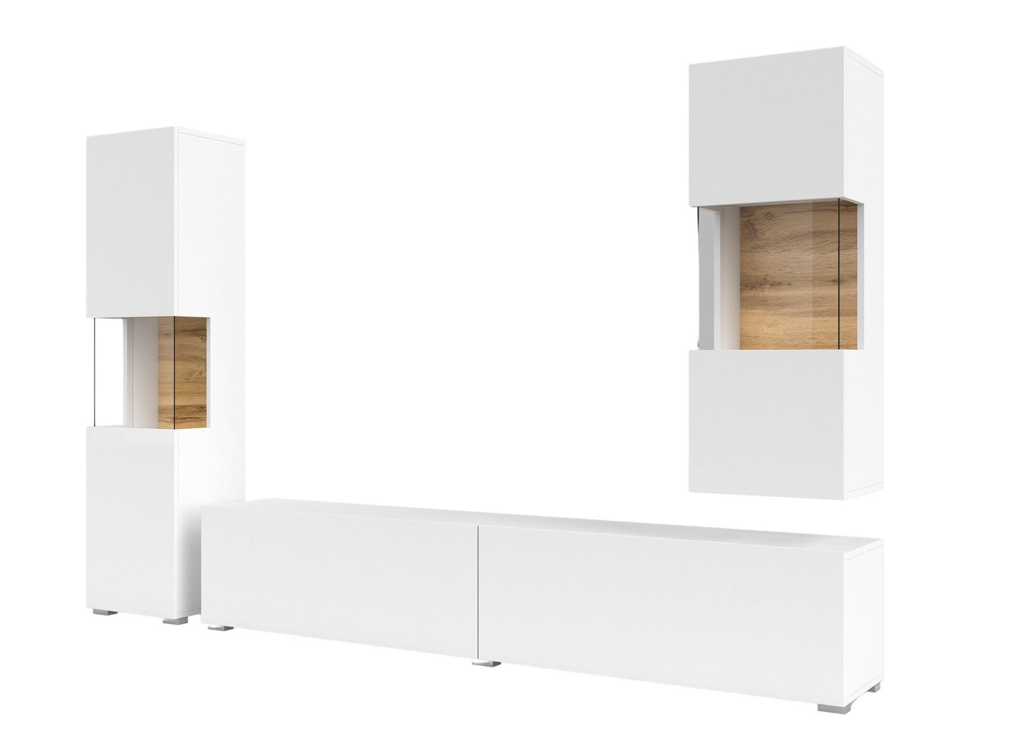 Wohnzimmer-Set Revmiru 106 (Weiss + Wotan Eiche)