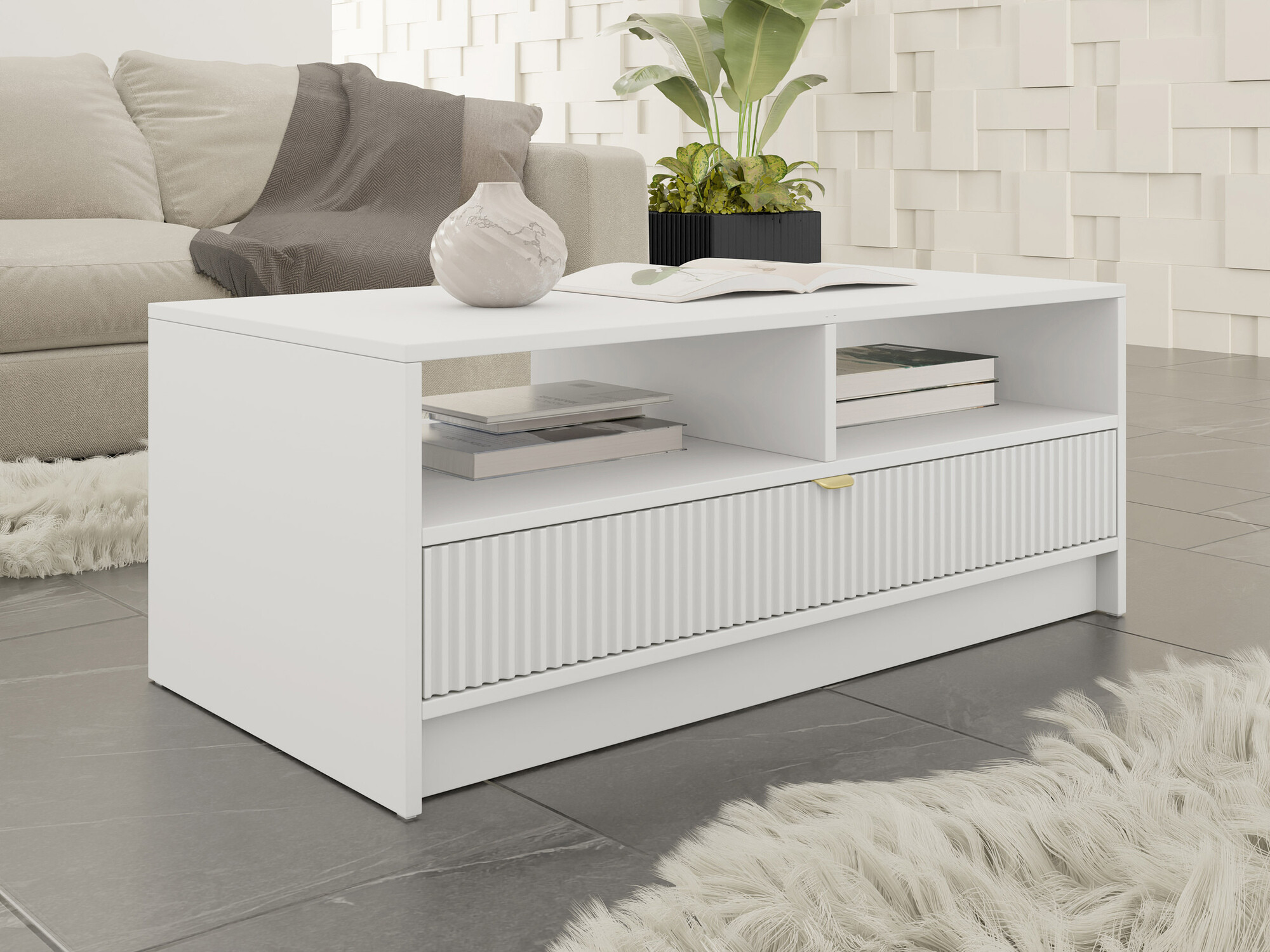 Couchtisch Comfivo Papilio (Weiss)