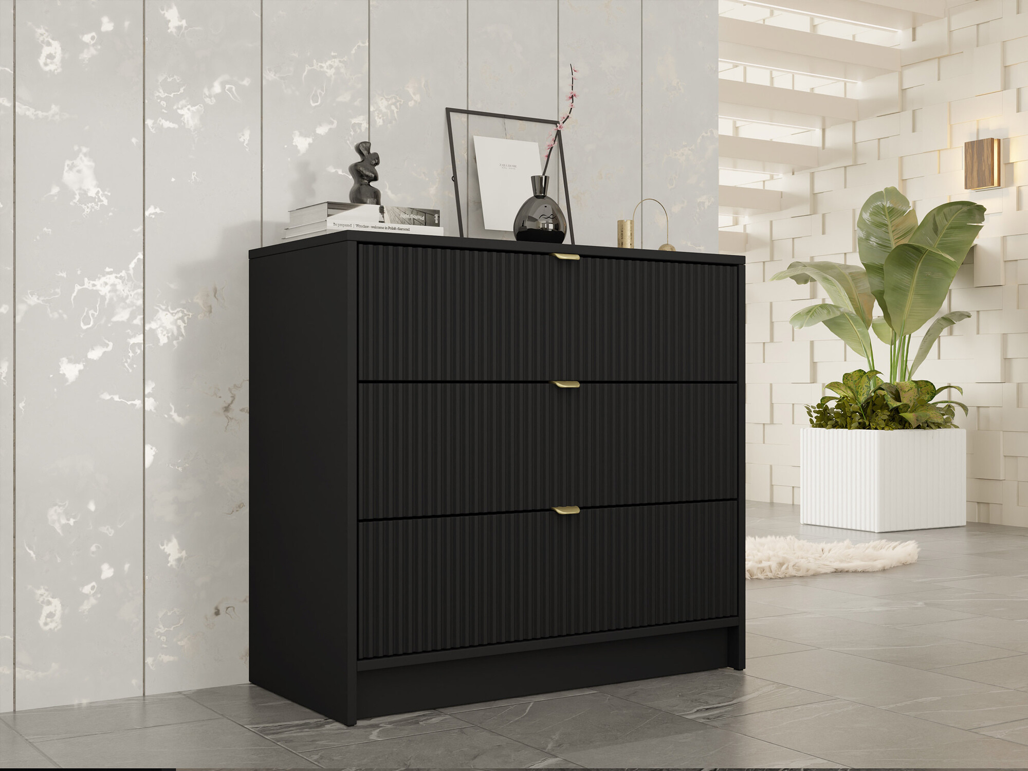 Kommode Comfivo Papilio I (Schwarz)