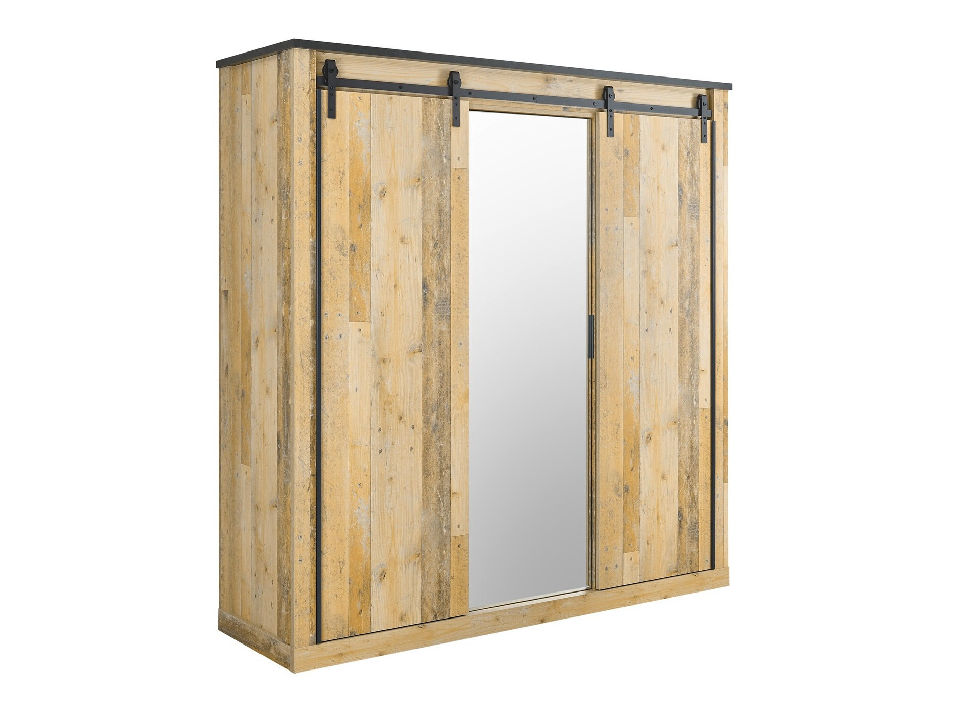 Kleiderschrank Cirtale 108 (Anthrazit + Gealtertes Holz)