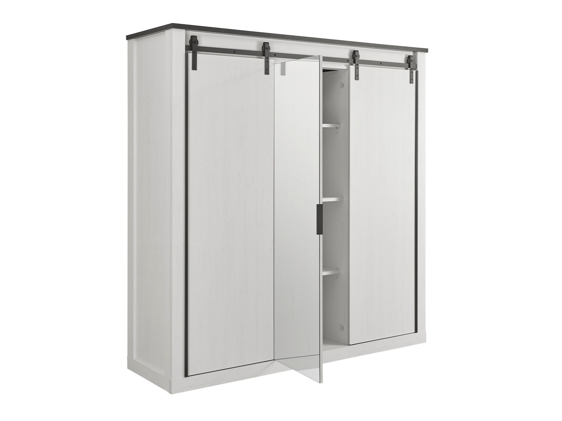 Kleiderschrank Cirtale 108 (Anthrazit + Kiefernholzoptik gebleicht)