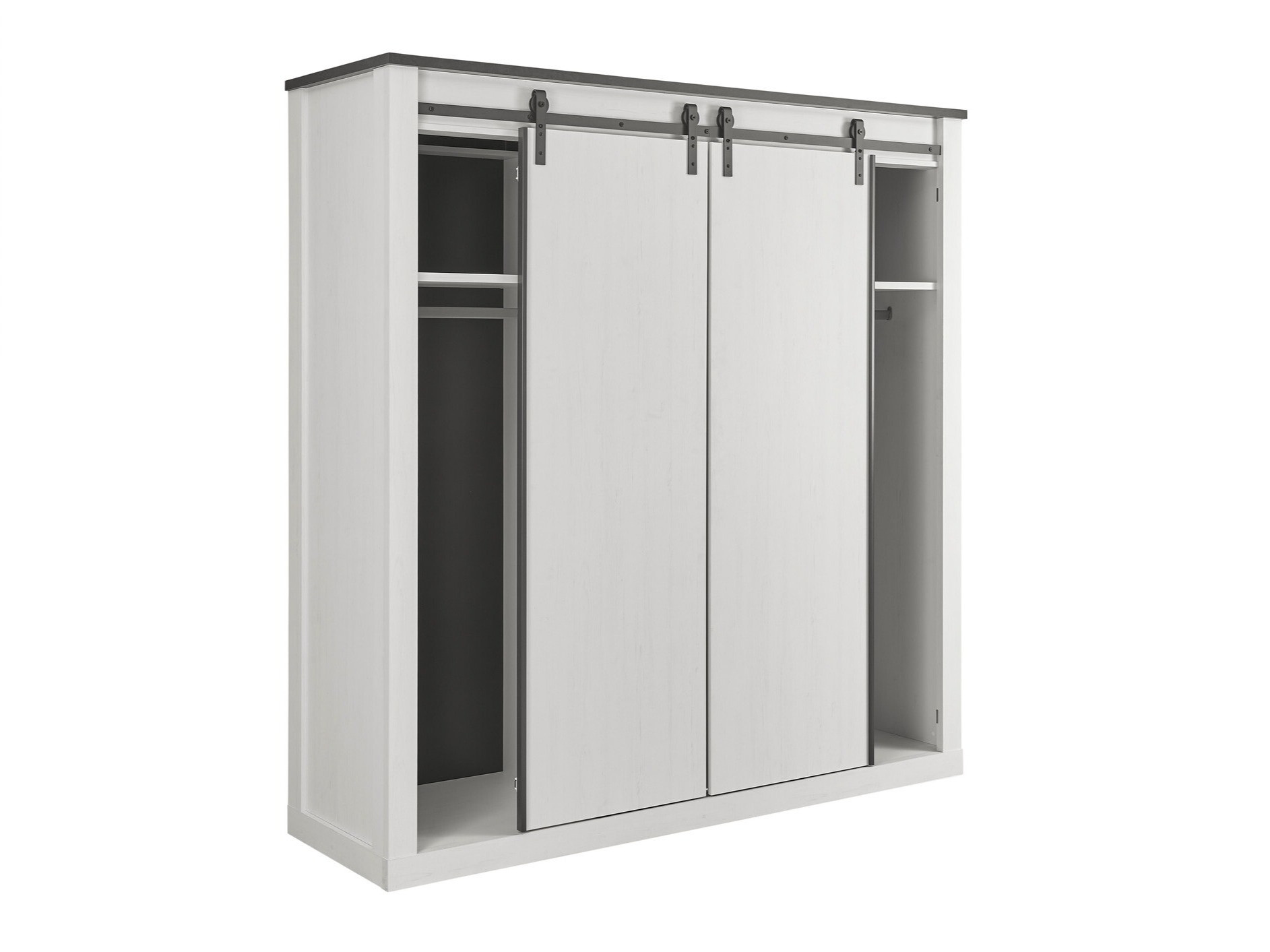 Kleiderschrank Cirtale 108 (Anthrazit + Kiefernholzoptik gebleicht)