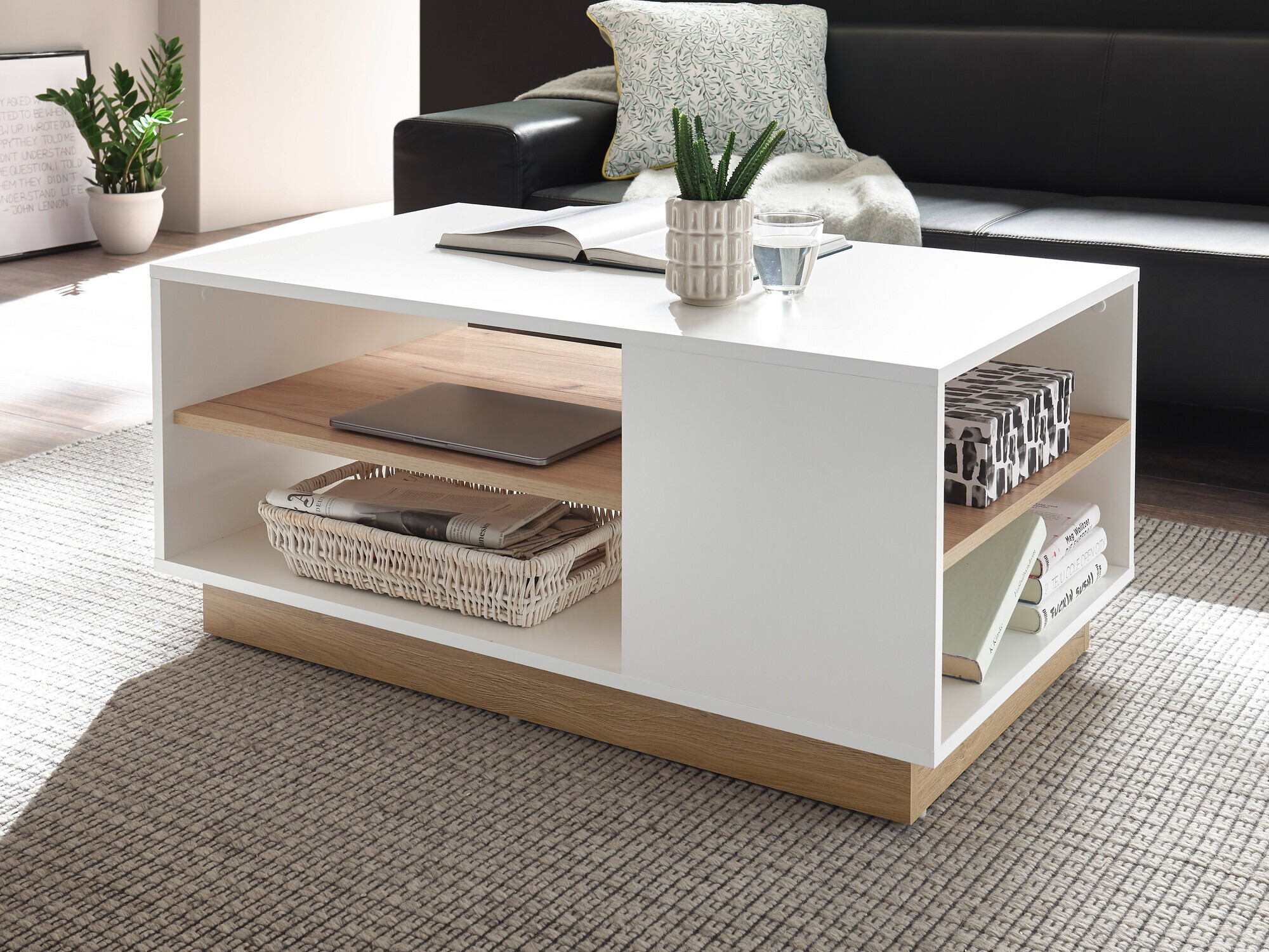 Couchtisch Veropho 108 (Weiss + Grandson-Eiche)
