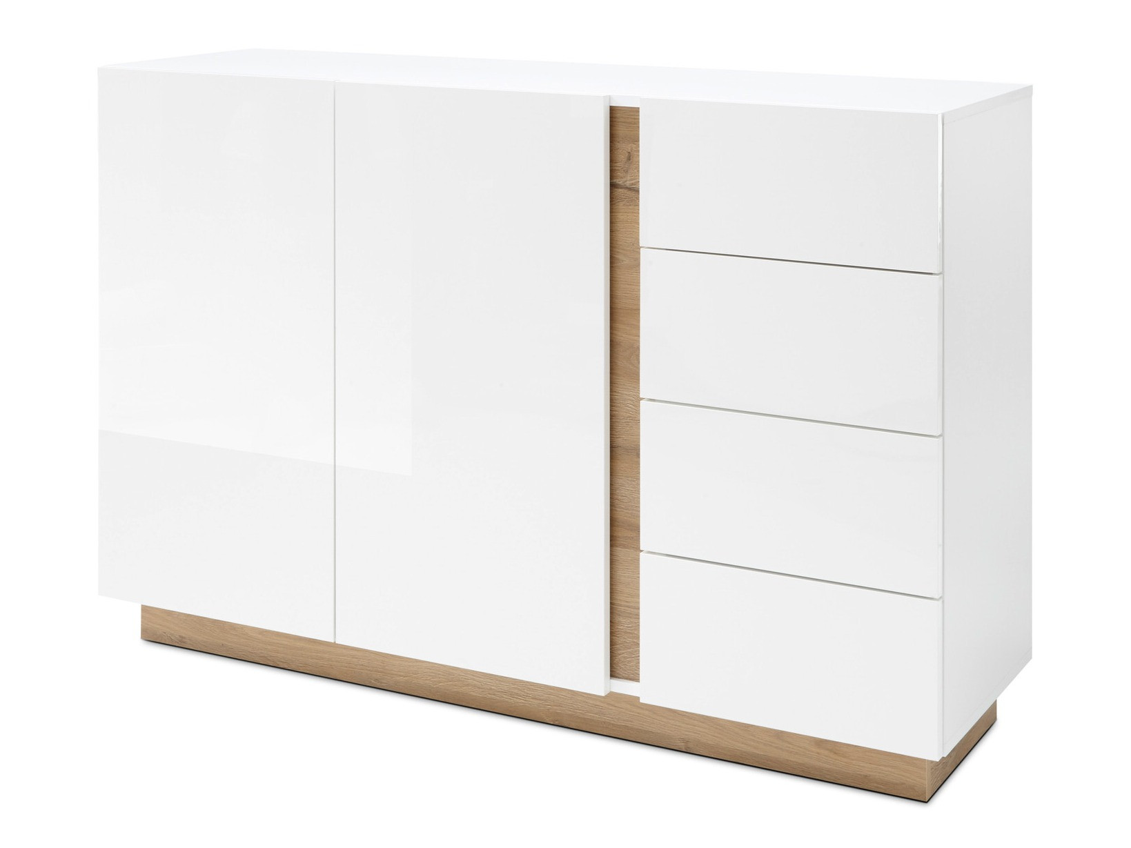 Kommoden Veropho 107 (Weiss glänzend + Grandson Eichenholzoptik)