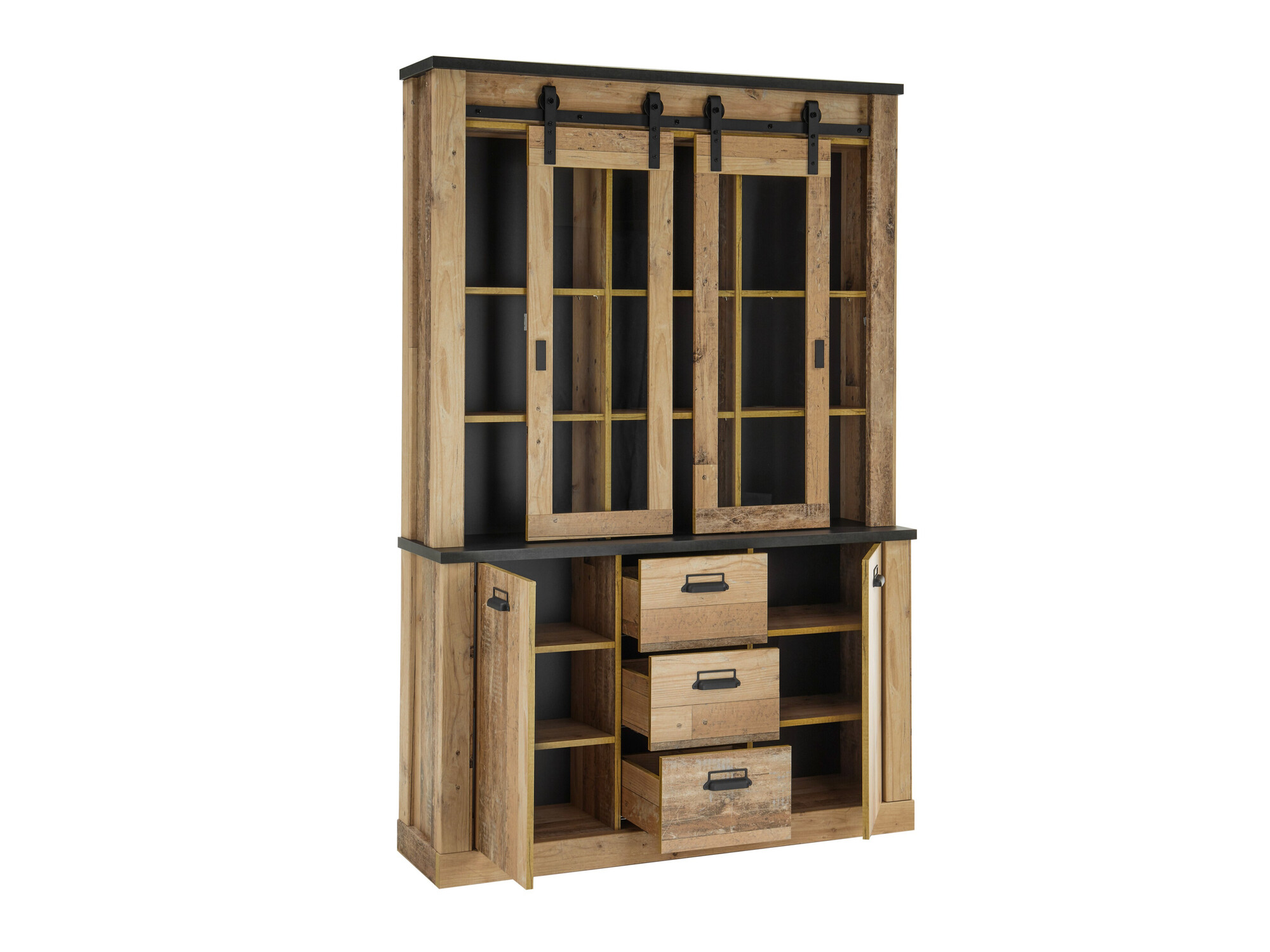 Regal Cirtale 110 (Gealtertes Holz + Anthrazit)