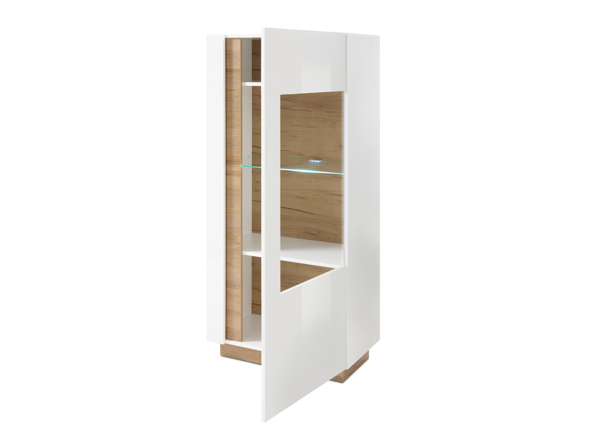 Wohnzimmer-Sets Veropho 112 (Weiss glänzend + Grandson Eichenholzoptik)