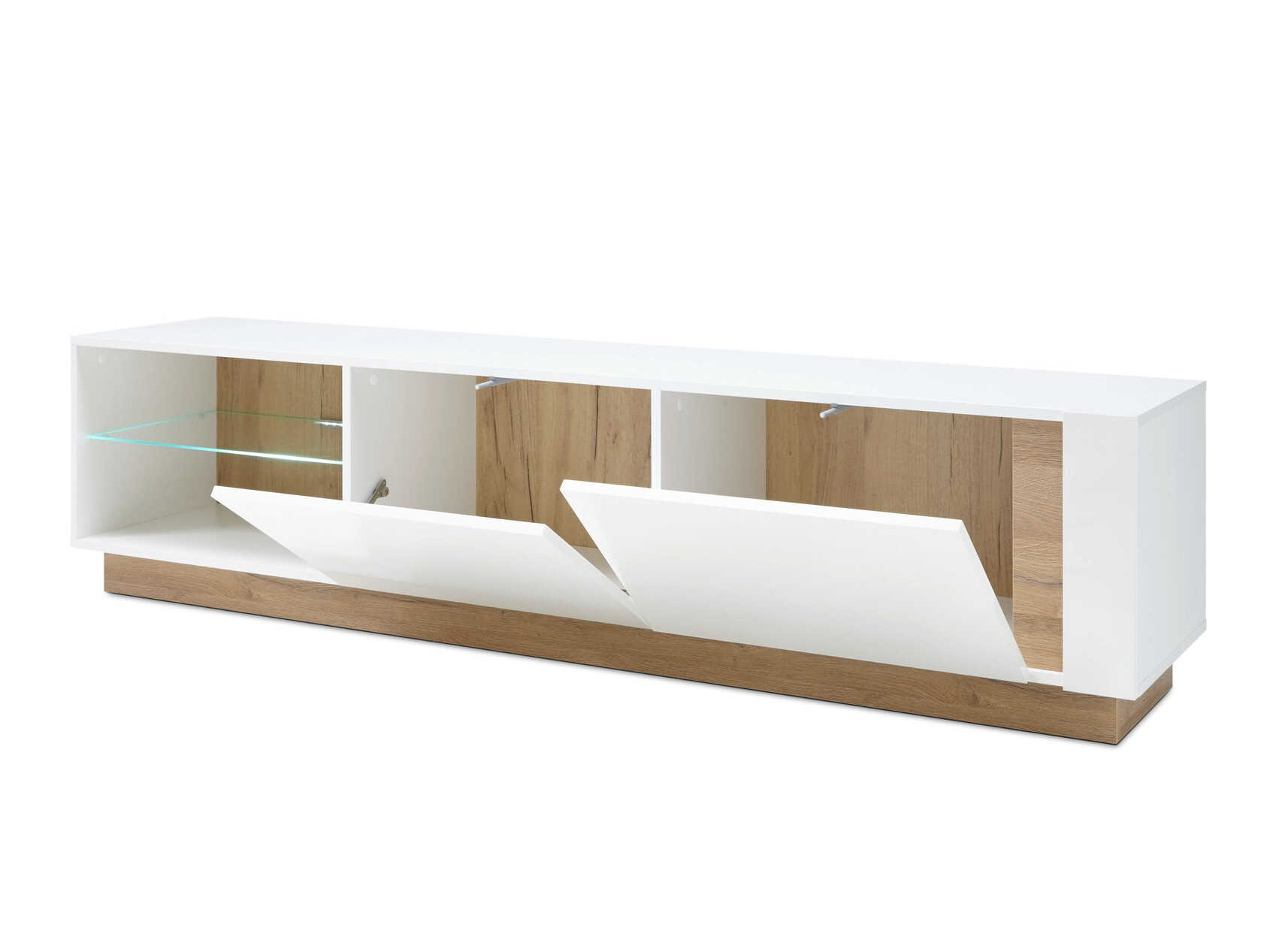 Wohnzimmer-Sets Veropho 112 (Weiss glänzend + Grandson Eichenholzoptik)