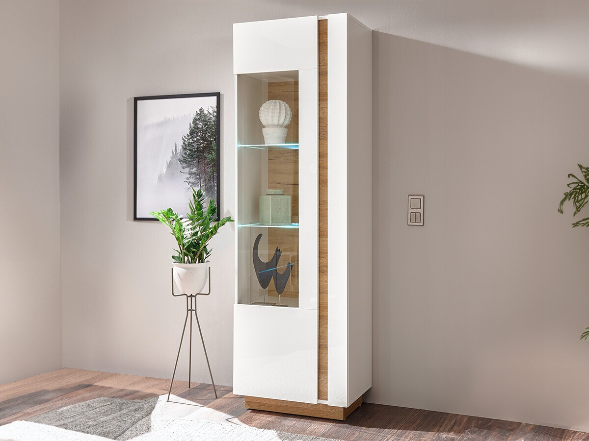 Regal Veropho 100 (Weiss glänzend + Grandson Eichenholzoptik)