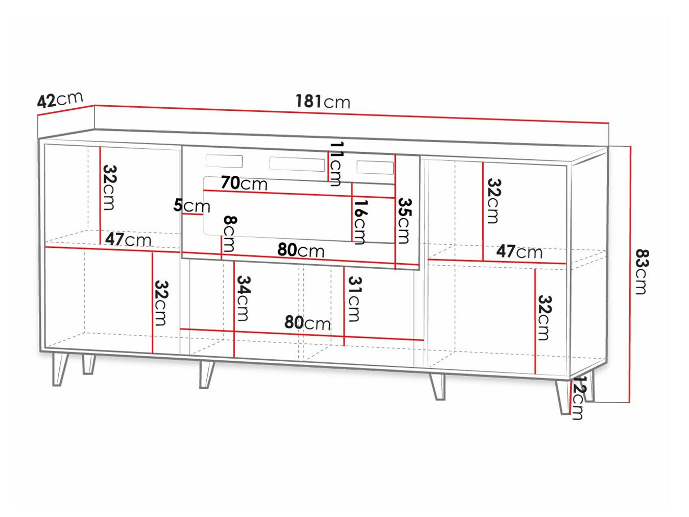 Sideboard Dicto I (Weiss + Schwarz)