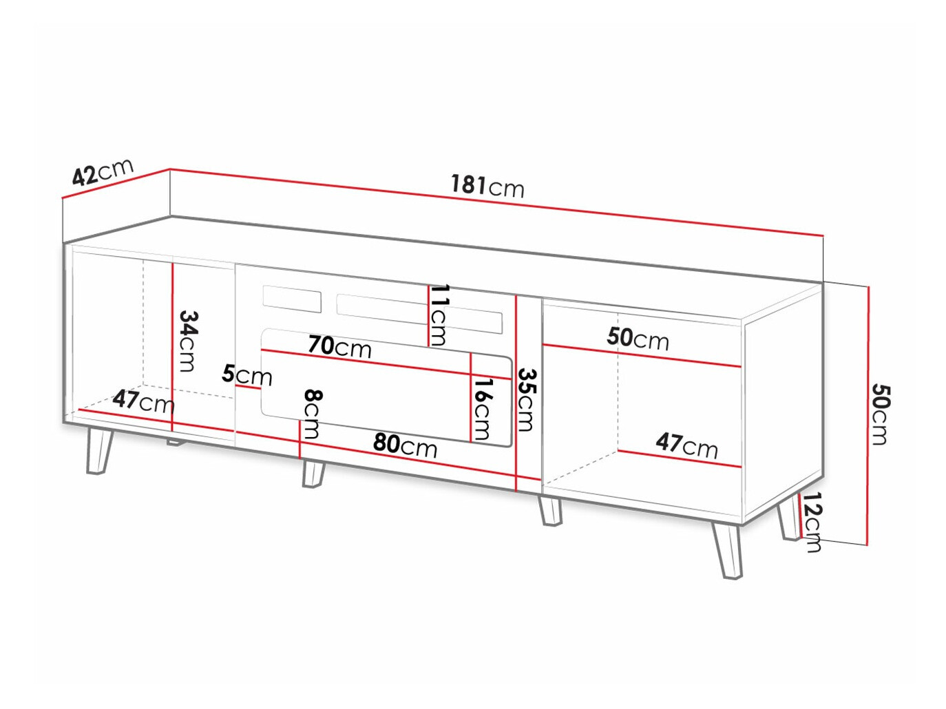 TV-Möbel Dicto II (Weiss + Schwarz)