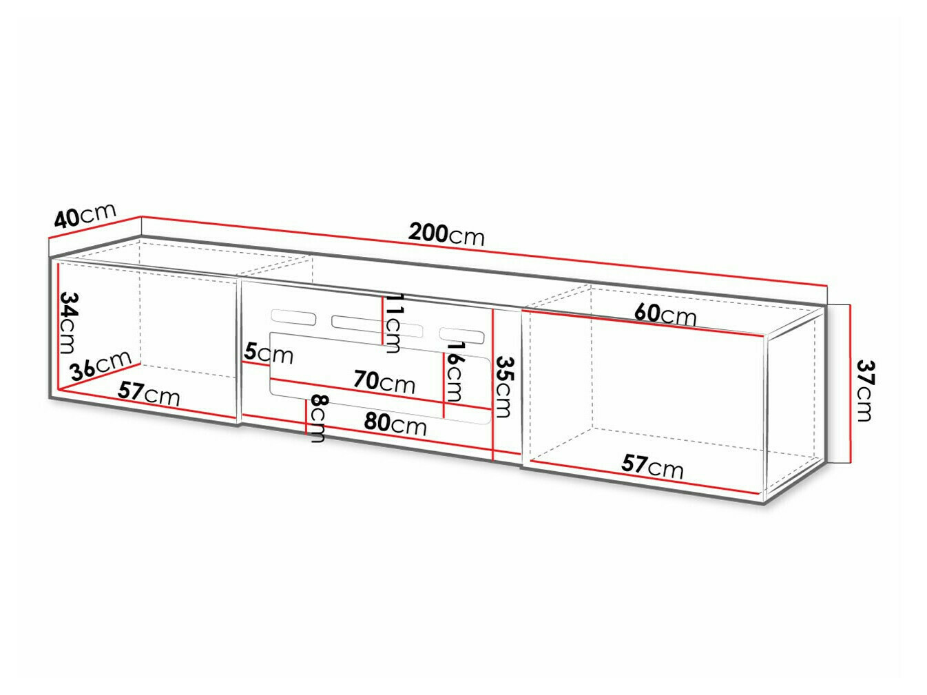 TV-Möbel Imago I (Weiss + Weiss glänzend)