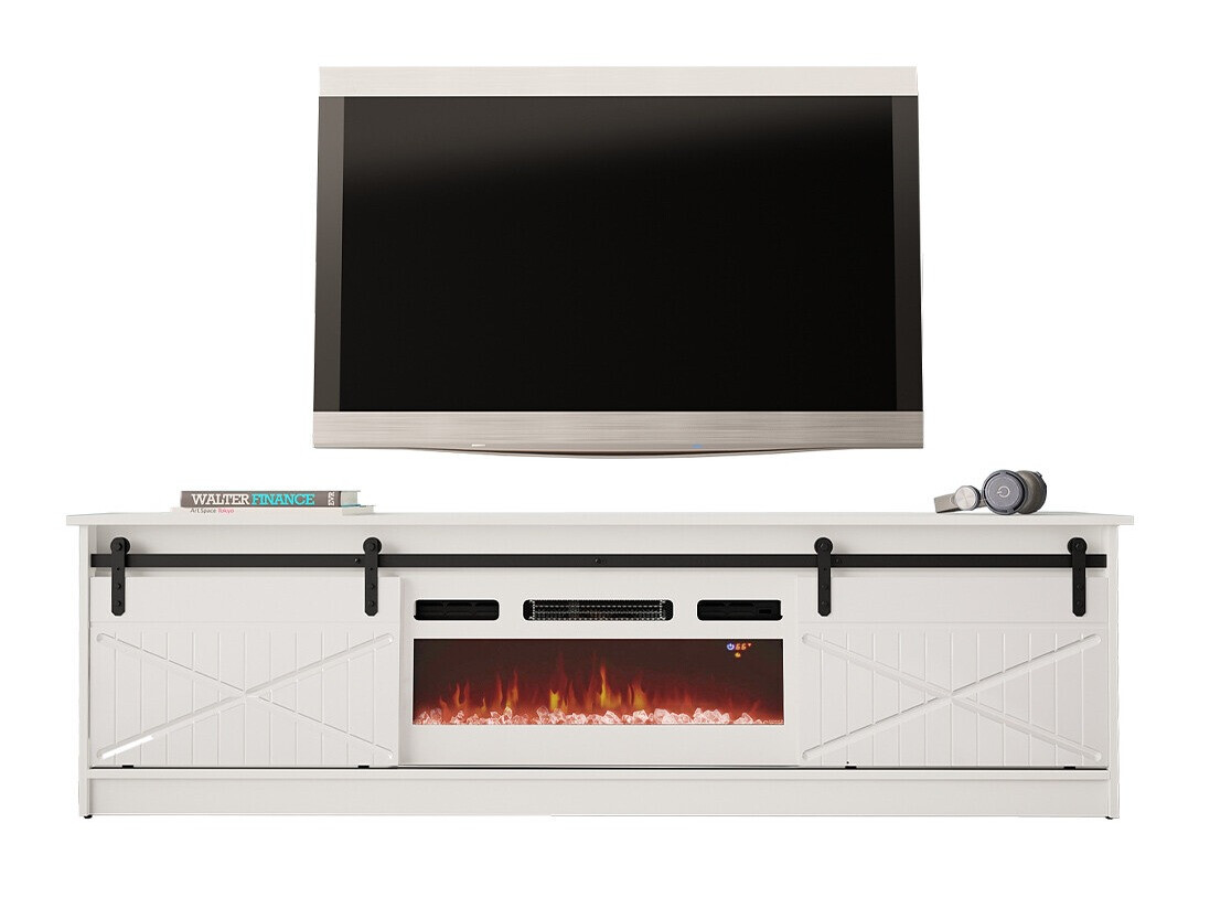 TV-Möbel Charlotte 165 (Weiss + Weiss glänzend)