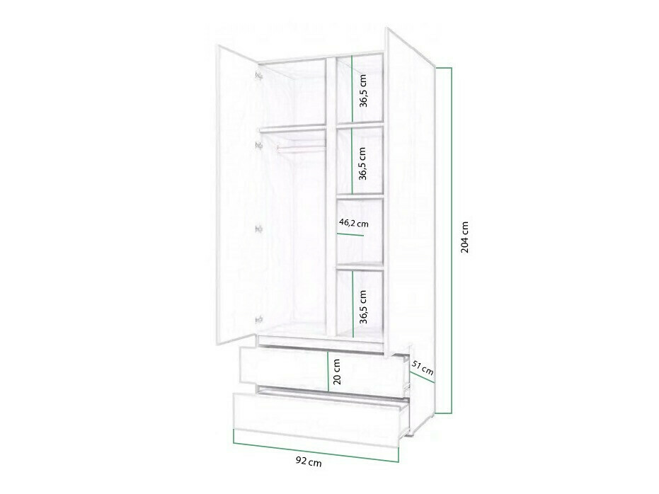 Kleiderschrank Cirdora 101 (Weiss)