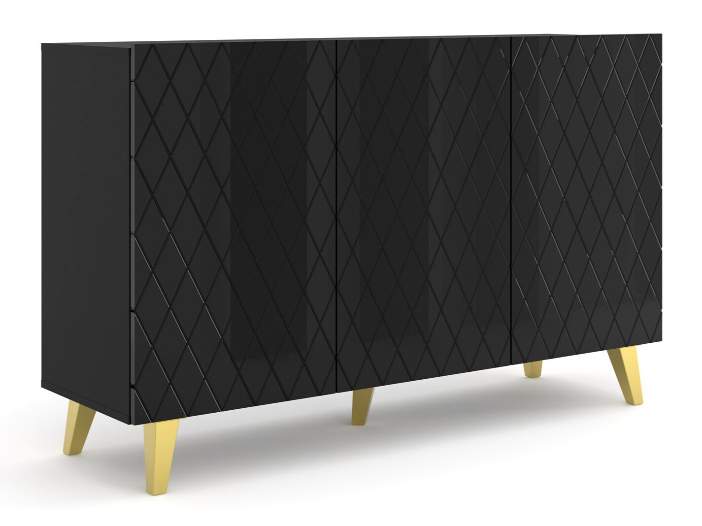 Sideboard Melmoro 104 (Schwarz glänzend + Gold)