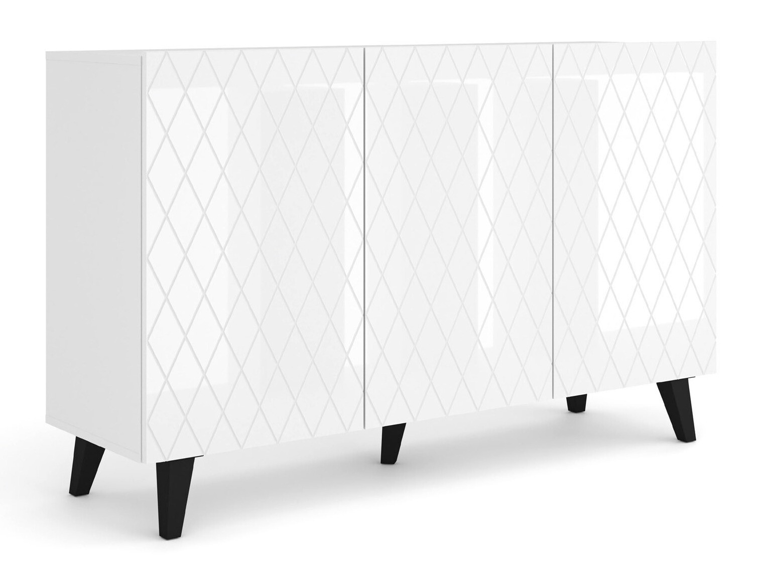 Sideboard Melmoro 104 (Weiss glänzend + Schwarz)