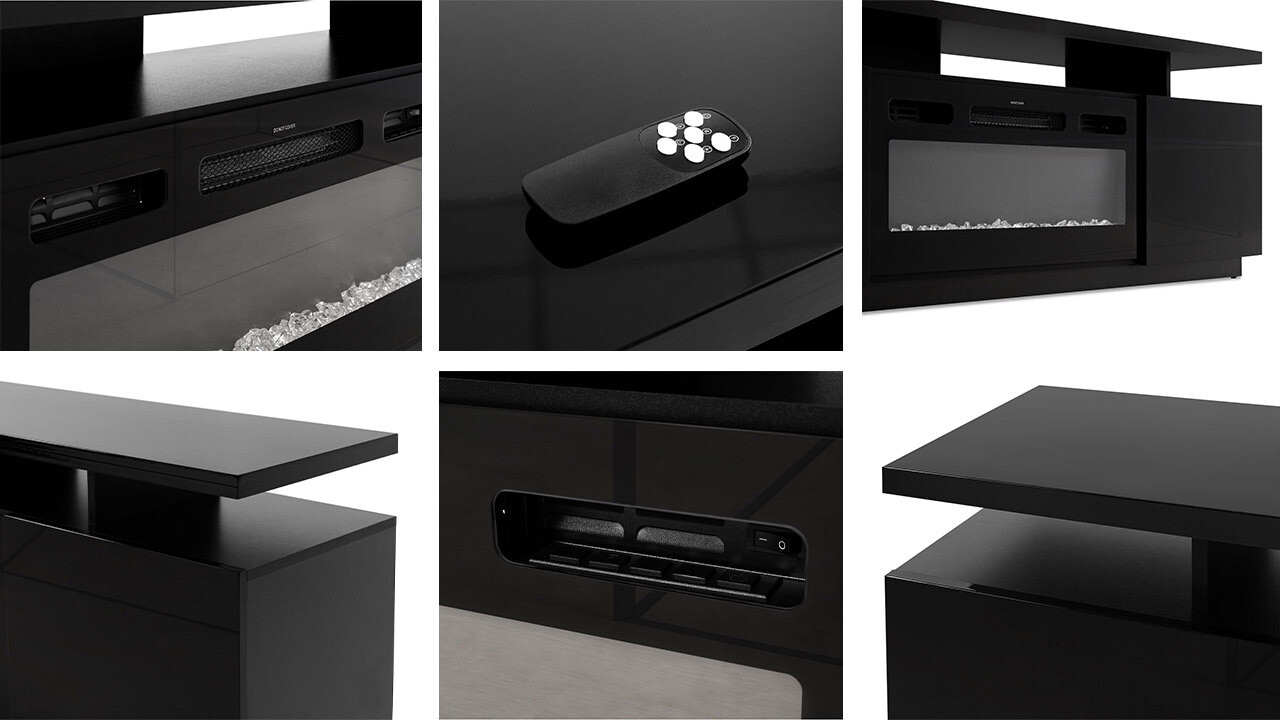 TV-Möbel Charlotte 151 (Weiss + Weiss glänzend)