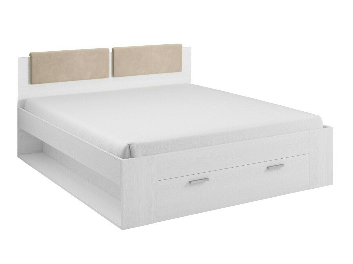 Bett Levruvu 106 (Esche gebleicht + Beige)