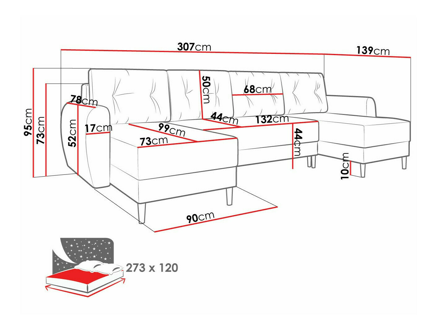Ecksofa Memphis 140 (Poso 05)