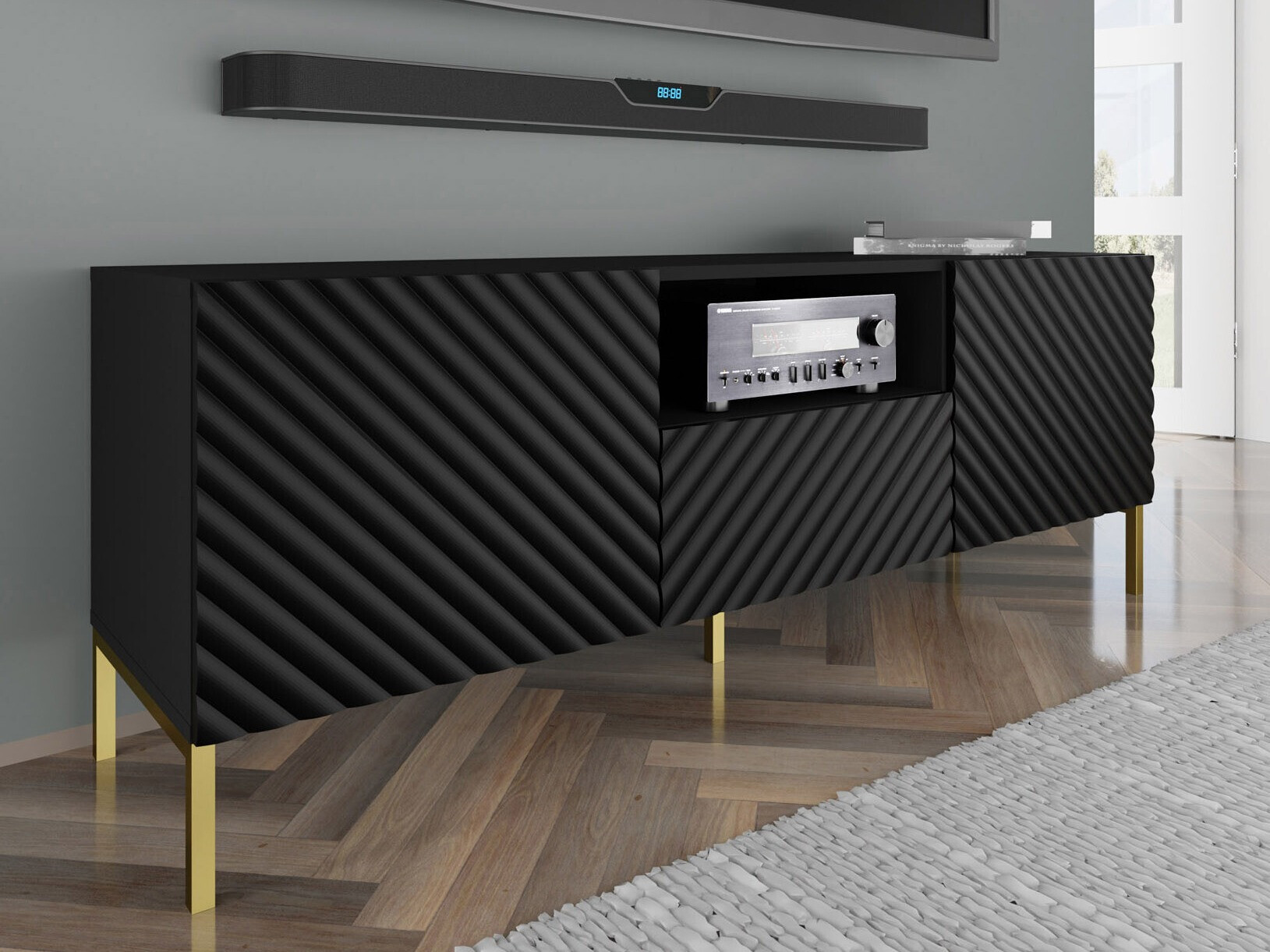 TV-Möbel Fivremu 102 (Schwarz)