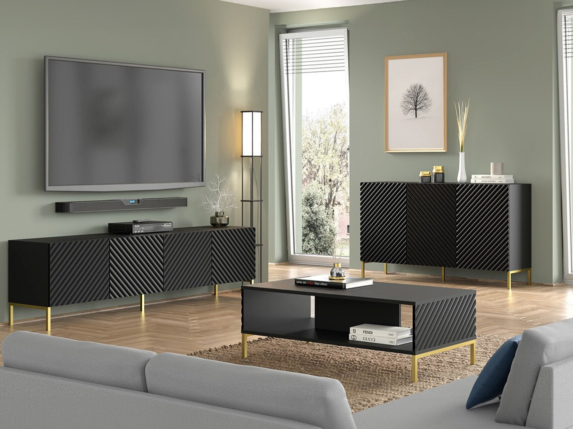 Wohnzimmer-Sets Fivremu 108 (Schwarz)