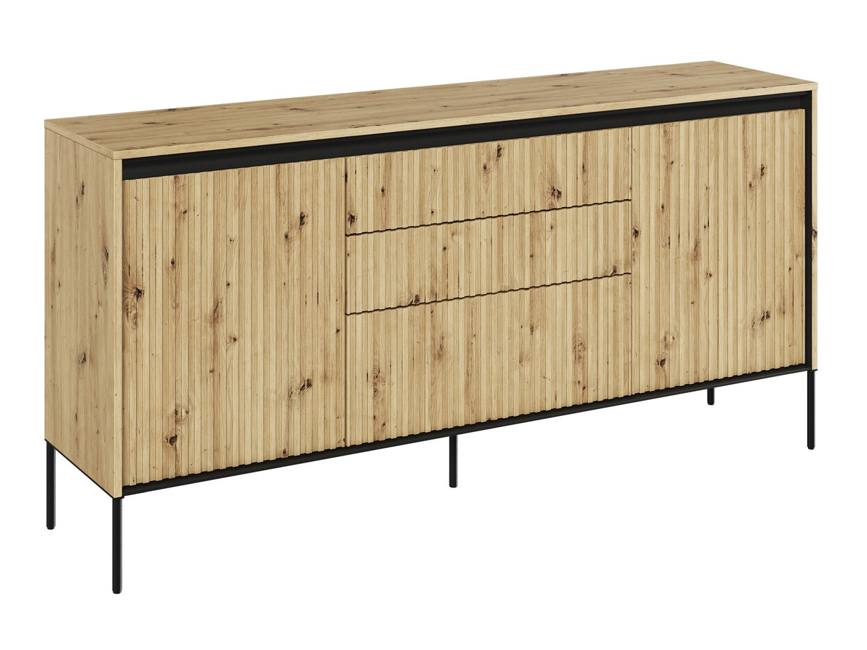 Kommoden Fernolu 100 (Artisan Eichenholzoptik + Schwarz)