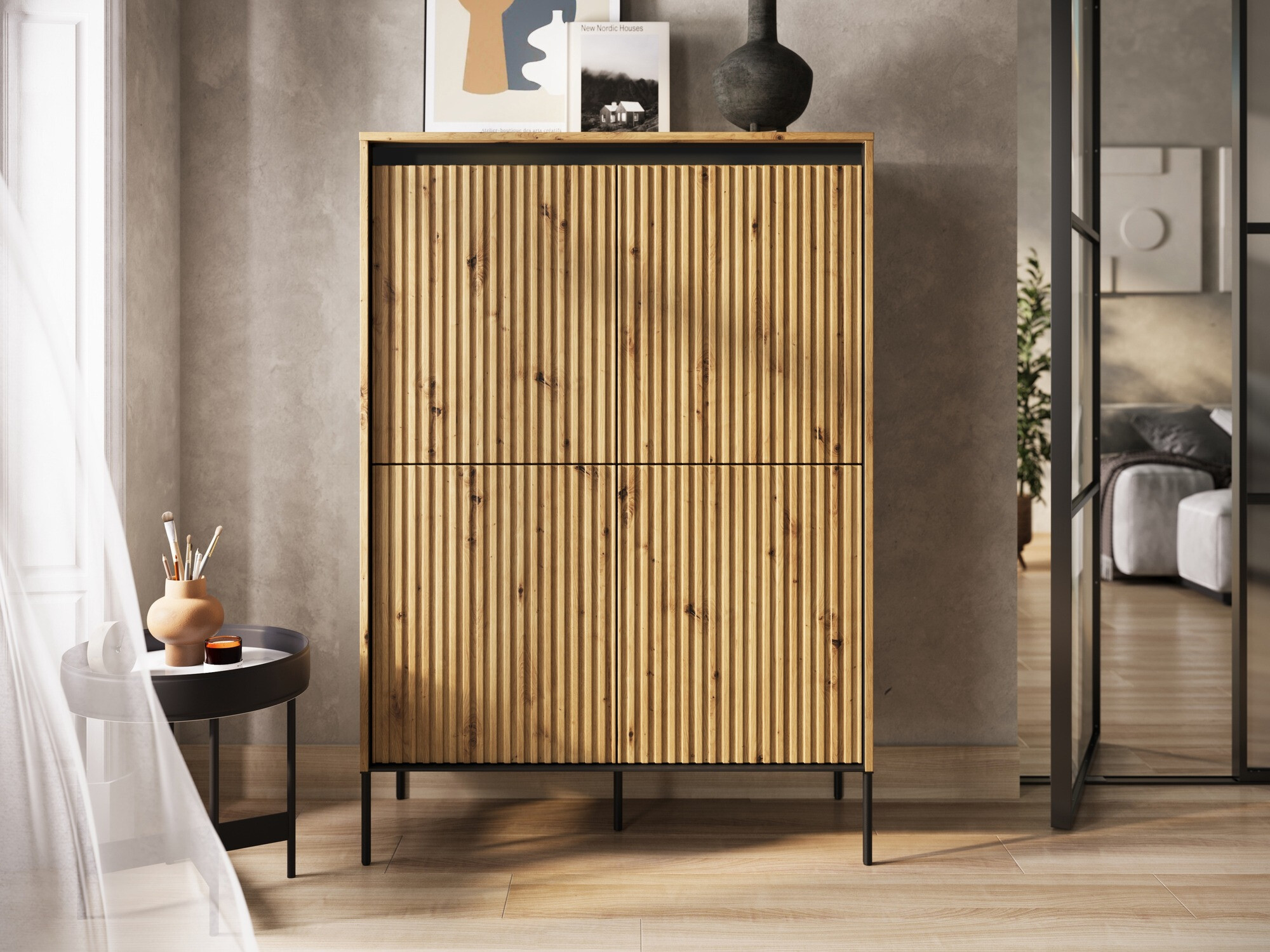Sideboard Fernolu 102 (Artisan-Eiche + Schwarz)