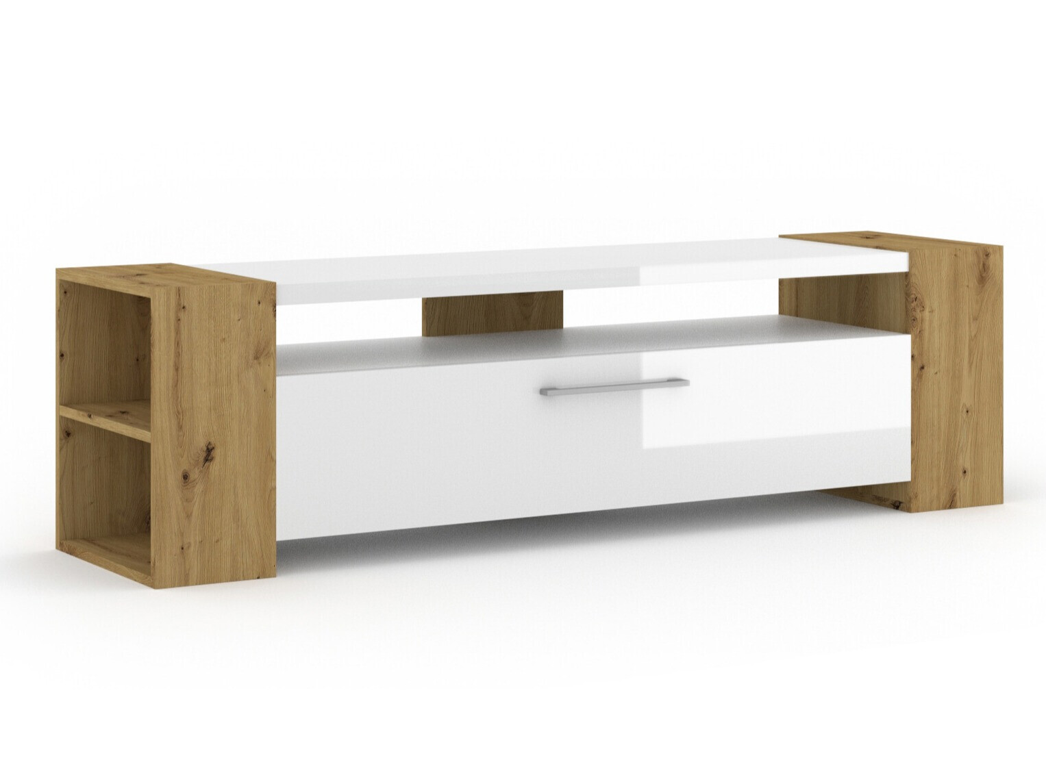 TV-Möbel Buffalo 150 (Artisan Eichenholzoptik + Weiss glänzend)