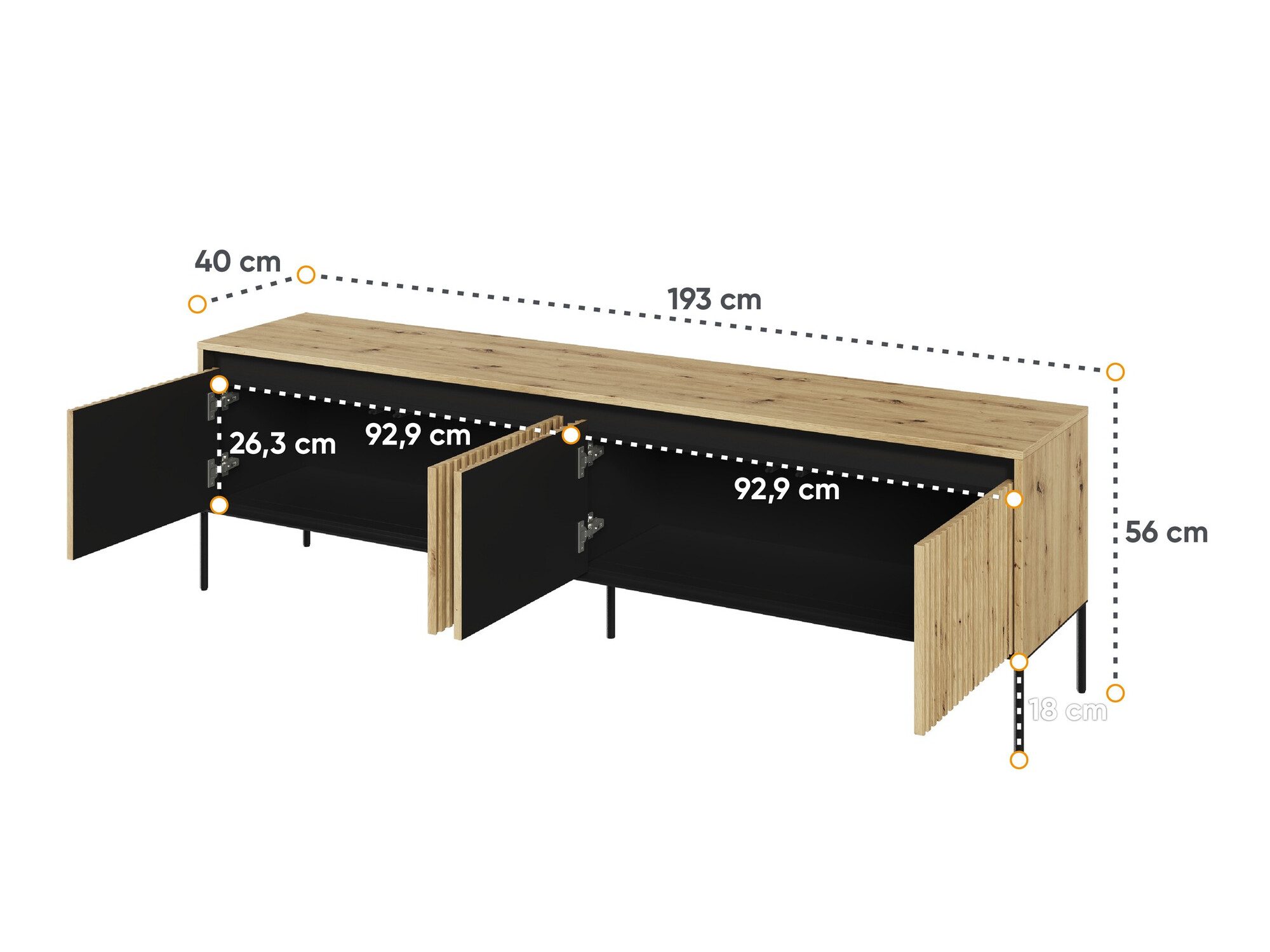 TV-Möbel Fernolu 105 (Artisan-Eiche + Schwarz)