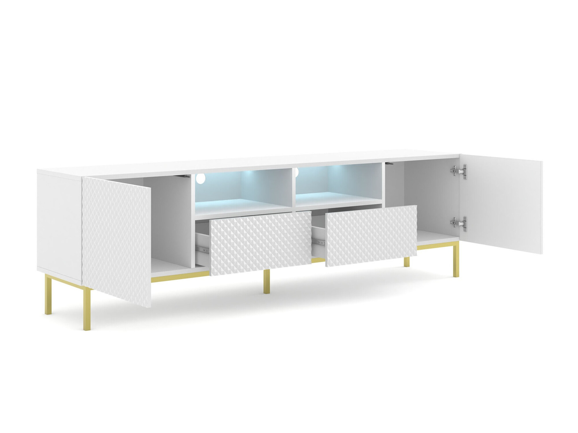 TV-Möbel Buffalo 158 (Weiss + Weiss glänzend)