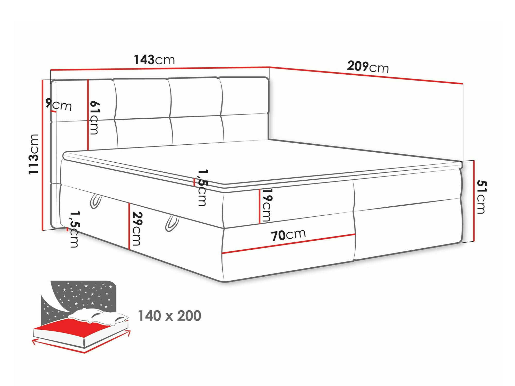 Boxspringbett ComfiDream Nivina (Curio 99)