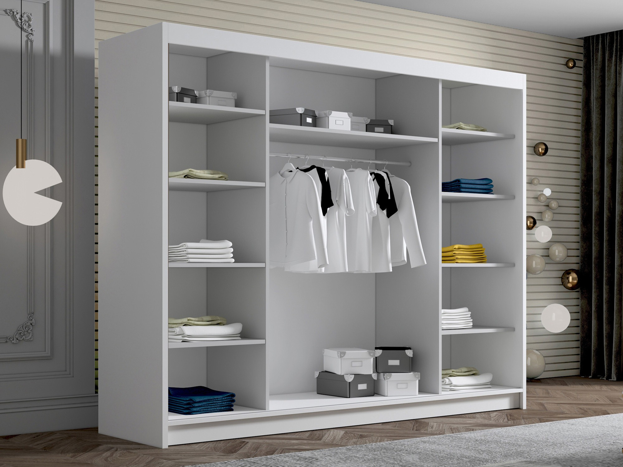 Kleiderschrank Closico 184 (Weiss + Schwarz)