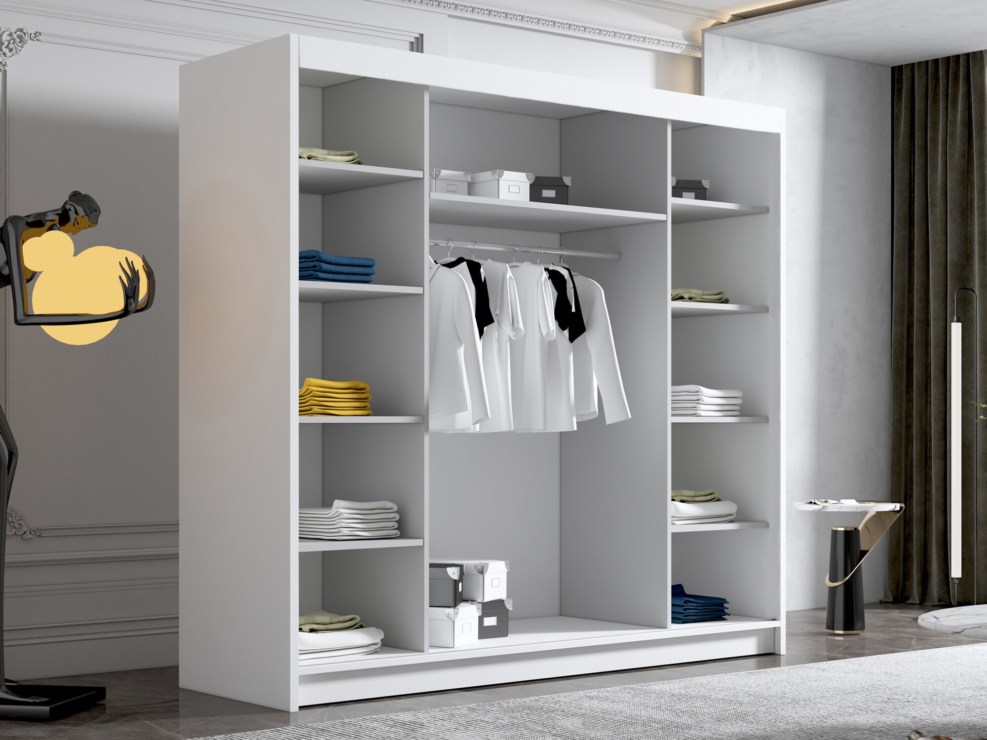 Kleiderschrank Closico Plenor VI (Weiss + Schwarz)