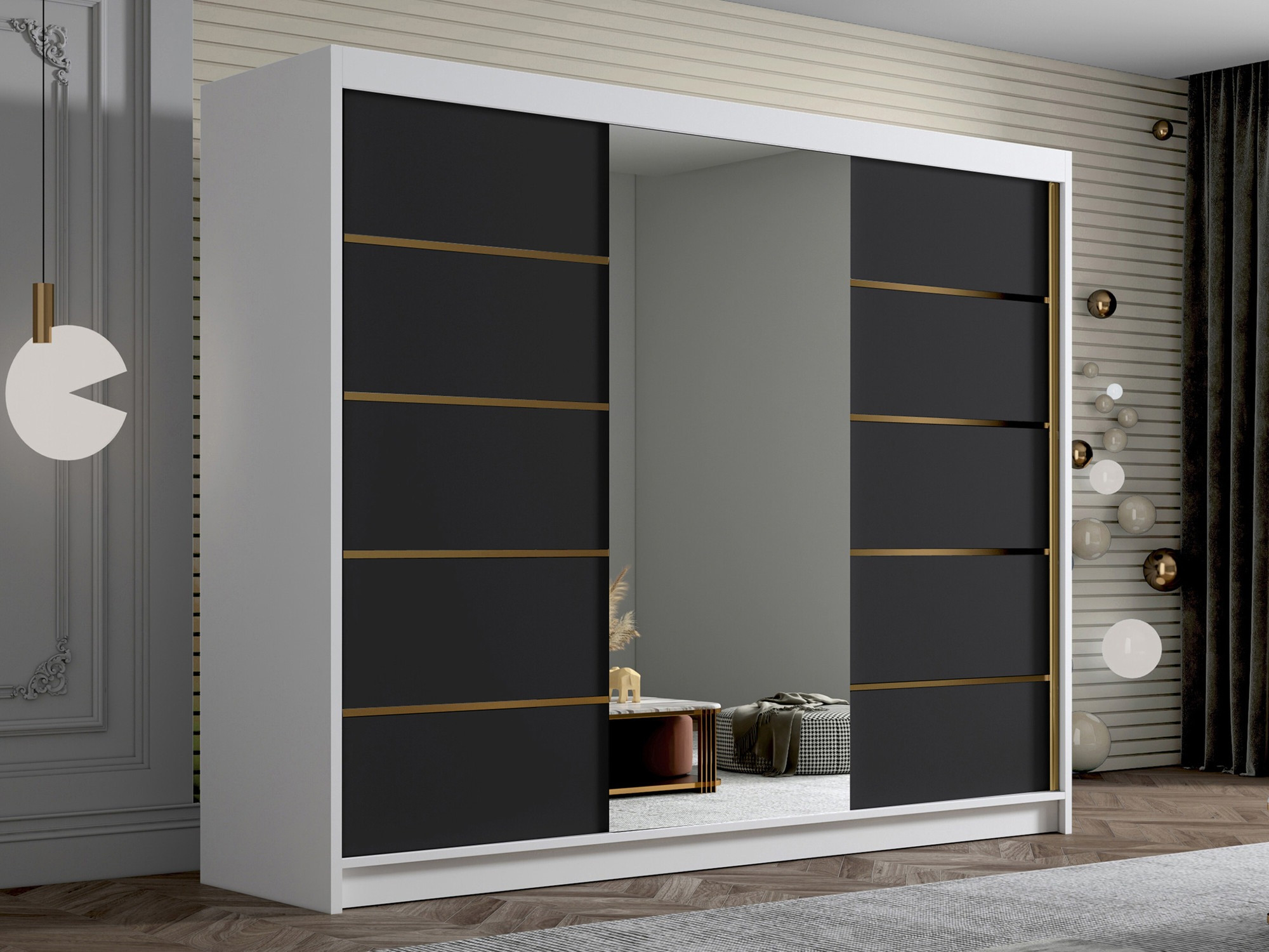 Kleiderschrank Closico Veltron II (Weiss + Schwarz)