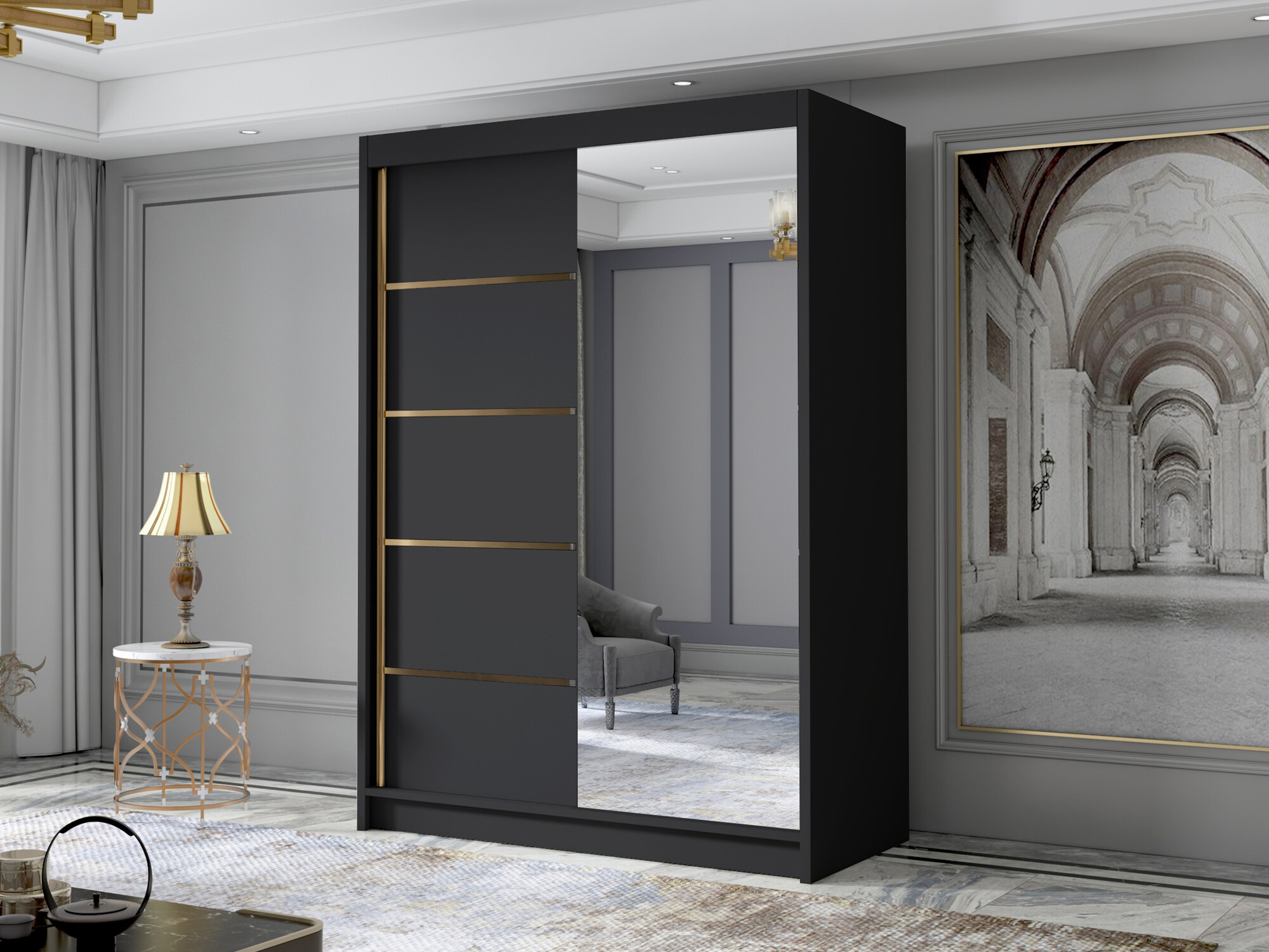 Kleiderschrank Closico Fornix III (Schwarz)