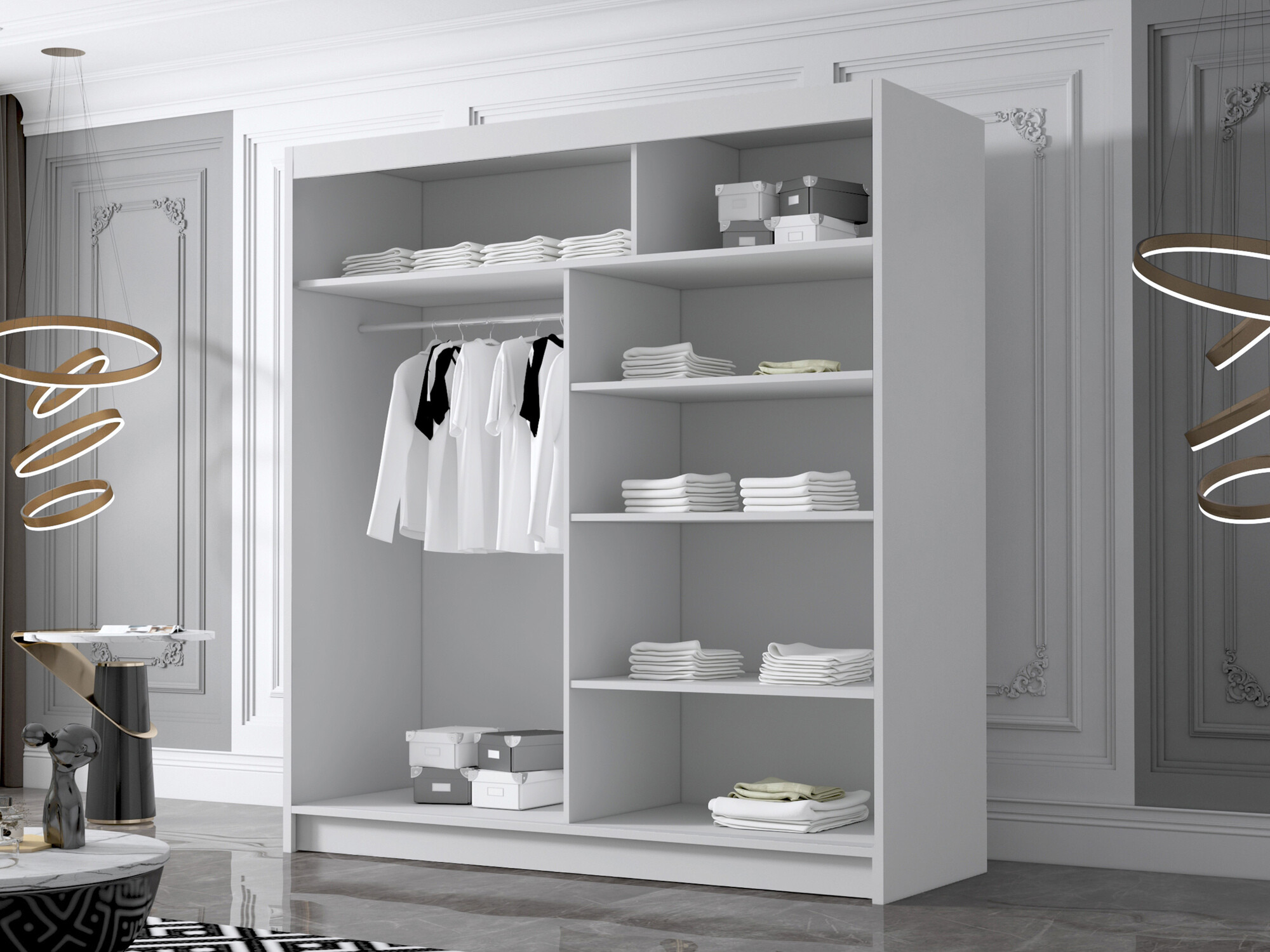 Kleiderschrank Closico Vallor III (Weiss + Schwarz)