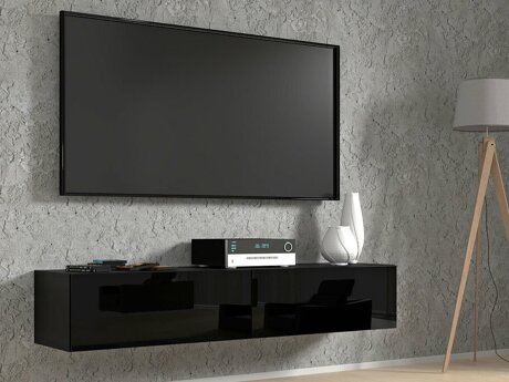 TV-Möbel Buffalo 166 (Schwarz + Schwarz glänzend)