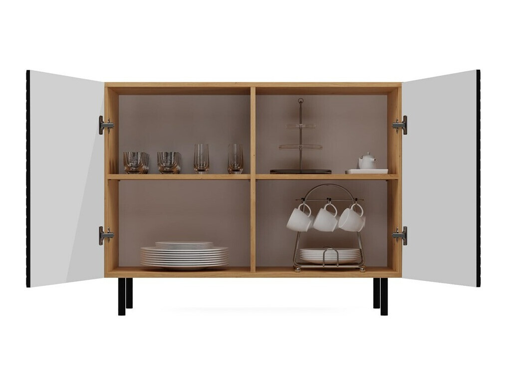 Sideboard Romseru 101 (Schwarz + Artisan Eichenholzoptik)